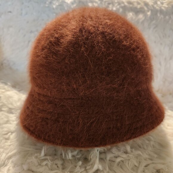 Vintage Bijoux Terner Angora/Nylon Blend Fuzzy Brown Bucket Hat Y2K - Picture 8 of 9